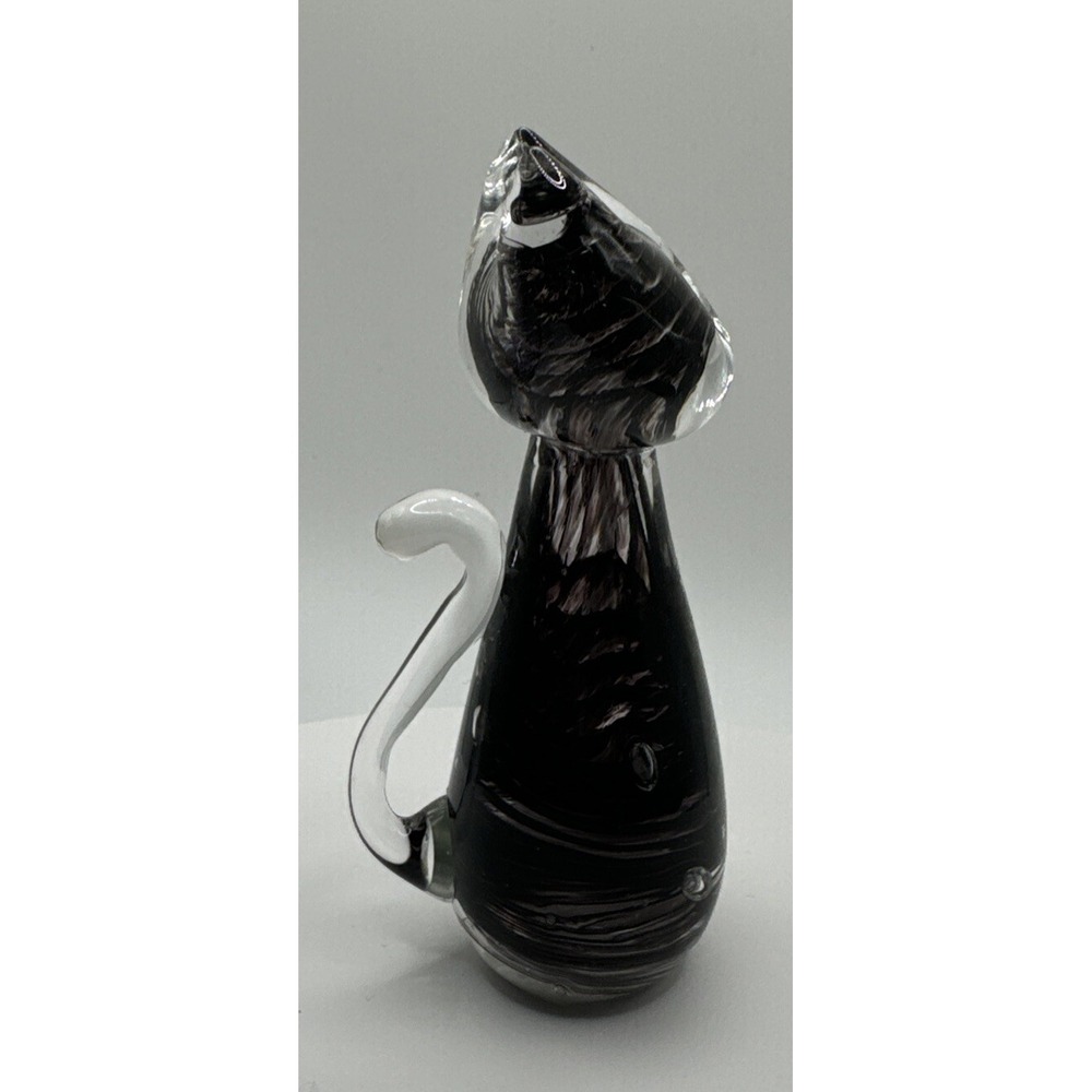 CATHERINE LABONTĖ Quebec‎ Art Glass Cartoon Cat 4." Tall. Purple. - Picture 15 of 16